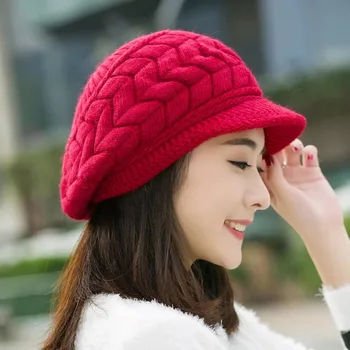 Ponia imitacija triušio plaukų skrybėlę žiemos megzti skrybėlę žiemą šiltą kepurę plius žemyn bžūp beretė ausų apsaugas skrybėlę rudens žiemos skrybėlę
