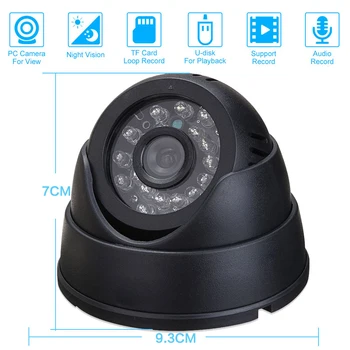 USB DVR Kamera Diktofonas Naktinio Matymo CCTV DVR Kilpa /matavimo Diktofonas Saugumo Dome Kameros Parama 32GB TF Kortelė