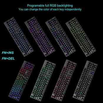 Z-88 Erelis RGB Mechaninė Žaidimų Klaviatūra , Mėlyna Jungikliai Pritaikoma LED Apšvietimu Aliuminio Viršuje Skydelis Clicky Ouemu Jungiklis