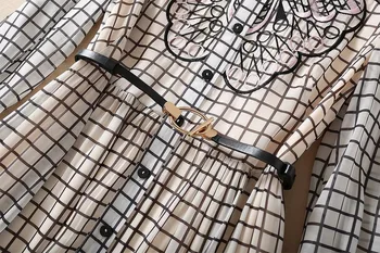 Naujausias Vasaros Mados Suknelė 2021 Aukštos Kokybės Moterų Geometrinis Spausdinti Tuščiaviduriai Iš Siuvinėjimo Ilgomis Rankovėmis Atsitiktinis Ilgi Marškinėliai-Suknelė