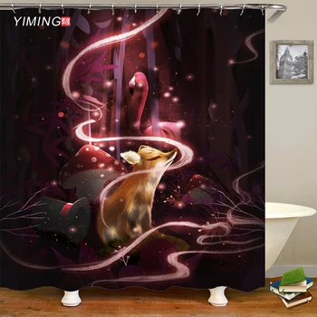 200x180cm vonios vandeniui dušo užuolaidos mielas gyvūnų fox spausdinimo poliesteris namų apdailos, užuolaidų su kabliu
