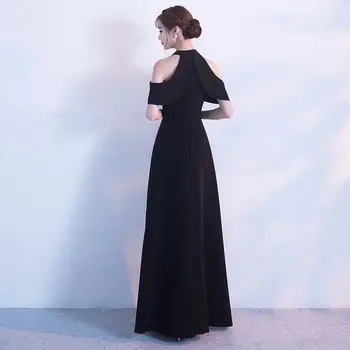2019 Naują Rudens Bohemijos Moterys Juoda Off Peties Suknelė Vintage Elegantiškas Vakarėlis Ponios Mados Korėjos Atsitiktinis Maxi