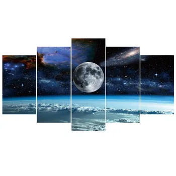5 Gabalus HD Spausdinimo Meno Erdvė-Visata, Mėnulis, Žvaigždės, Tapybos Modulinės Sienos, Namo Apdailos Plakatas Kambarį Be Rėmo