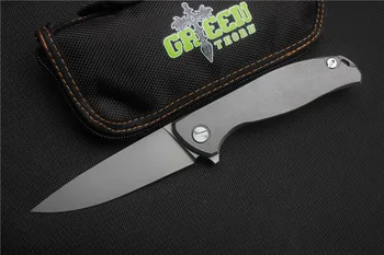 Žalioji erškėčių F95 Flipper sulankstomas peilis D2 ašmenys TC4 Titano Butas rankena lauko kempingas medžioklės kišenėje vaisių peilis EDC įrankiai