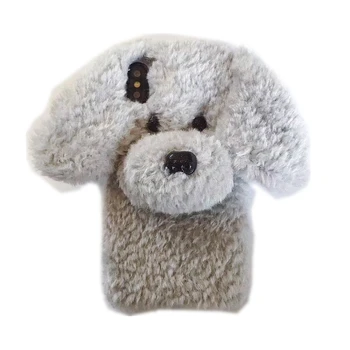 Totviss Atveju Mielas baltas 3D šuo Pliušinis kailis telefono dėklas Skirtas iphone 6 6S 7 8 Plus X XR XS 12 11pro Max Žiemą Šilti kailiniai Minkštos TPU Dangtis