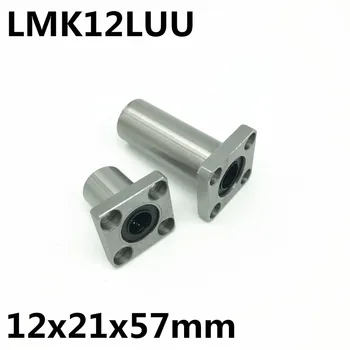 2vnt LMK12LUU už 12mm veleno linijinis guolis aikštėje flanšas rutulinis guolis bush 12x21x57 mm LMK12 Nemokamas Pristatymas