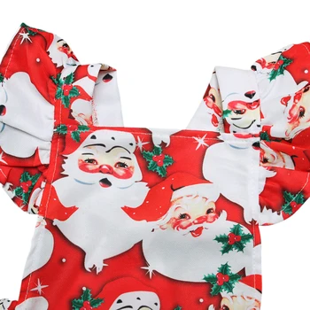 Naujagimio Merginos Rompers Suknelė Drabužius, Santa Claus Spausdinti Jumpsuit Kalėdų Komplektus Kostiumas Kūdikiams Drabužiai