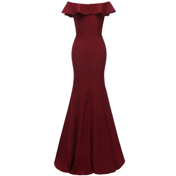 2019 Burgundy Lace Undinė Ilgai Bridesmaid Dresses nuo Peties peties suknelė Vestuves Skraiste, vestidos de fiesta